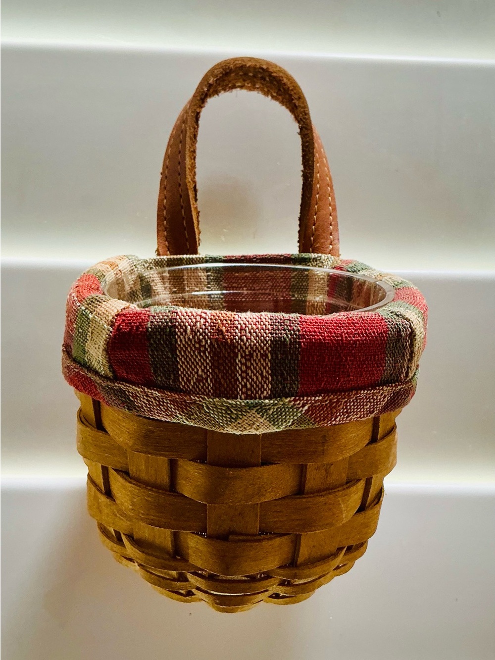 Longaberger XS Gatehouse Hanging Basket w/ Orchard Park Liner & Plastic Protecto